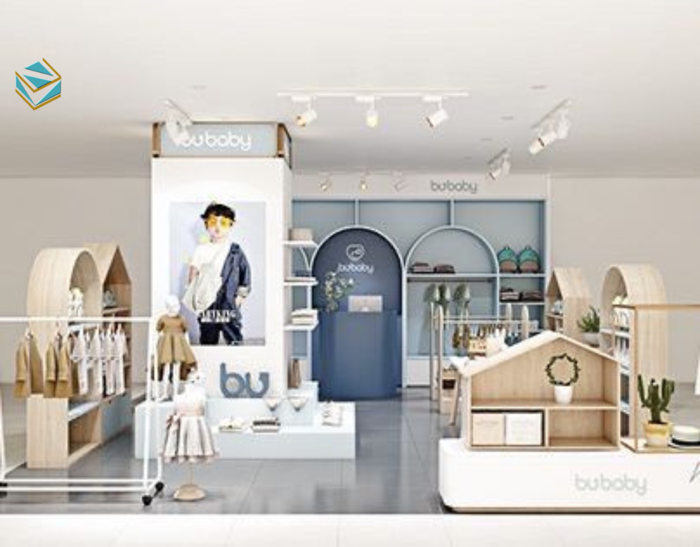 Cửa kính rộng kết hợp đèn LED pastel giúp cửa hàng thu hút khách ngay từ xa.