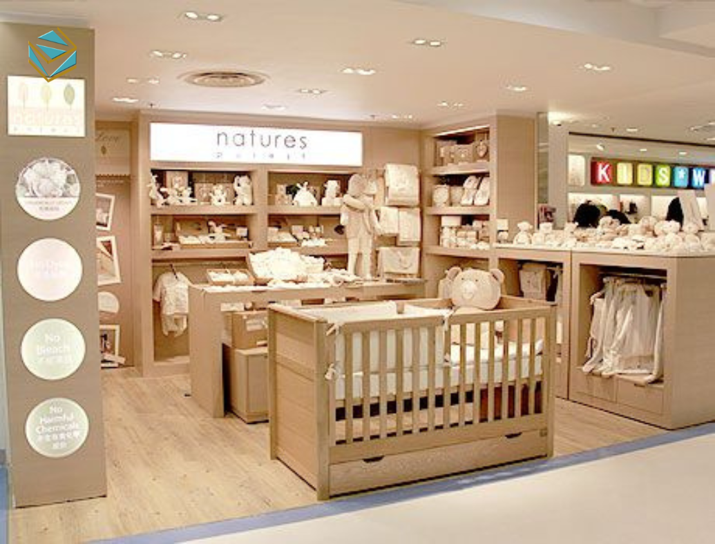 Bố trí khu vui chơi nhỏ giúp trẻ thoải mái, giúp bố mẹ mua sắm thuận tiện hơn.