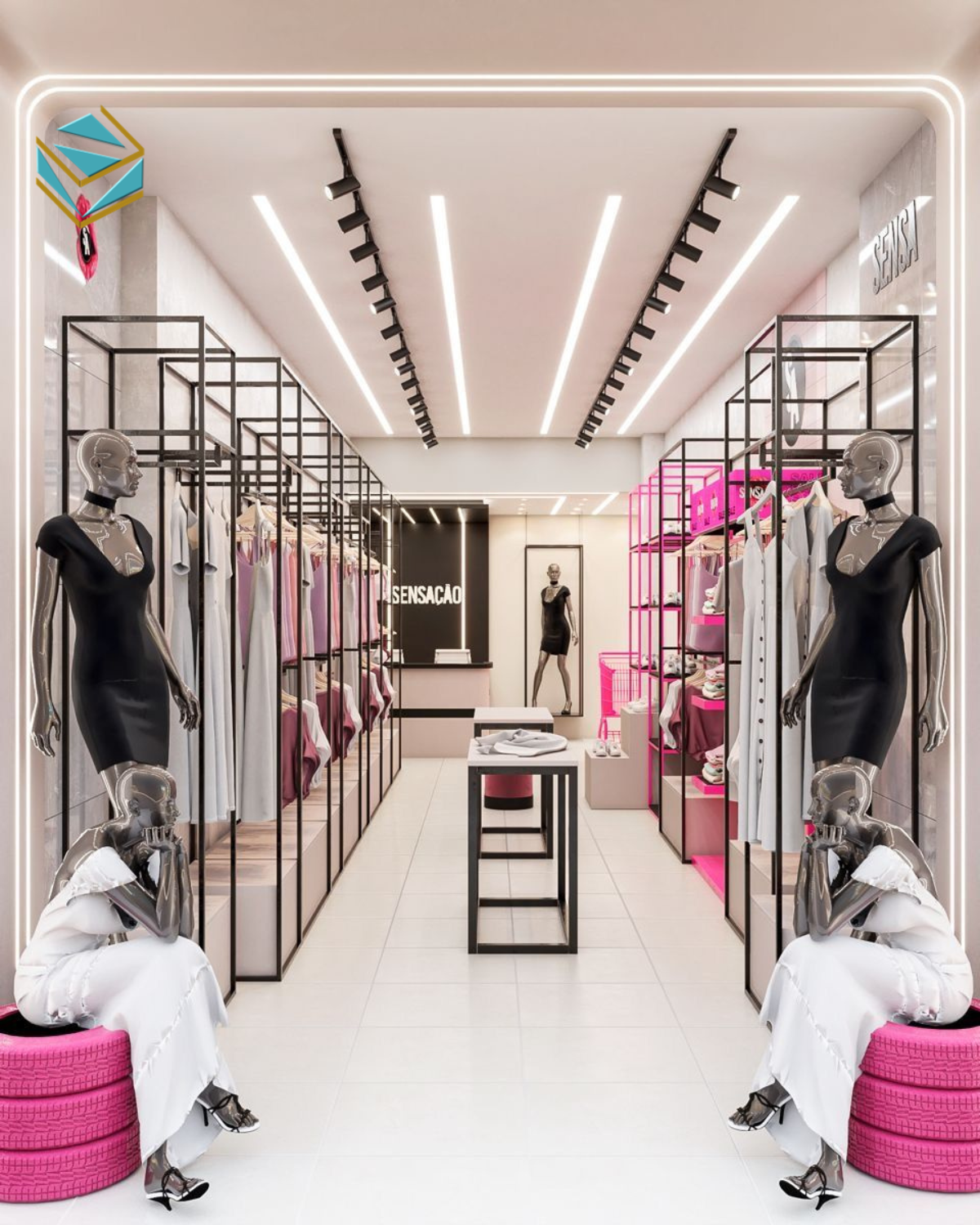 Hệ kệ mảnh, tải trọng tốt và khoảng cách treo hợp lý giúp sản phẩm nổi bật. Bố cục khoa học tăng thời gian trải nghiệm và tỷ lệ mua.