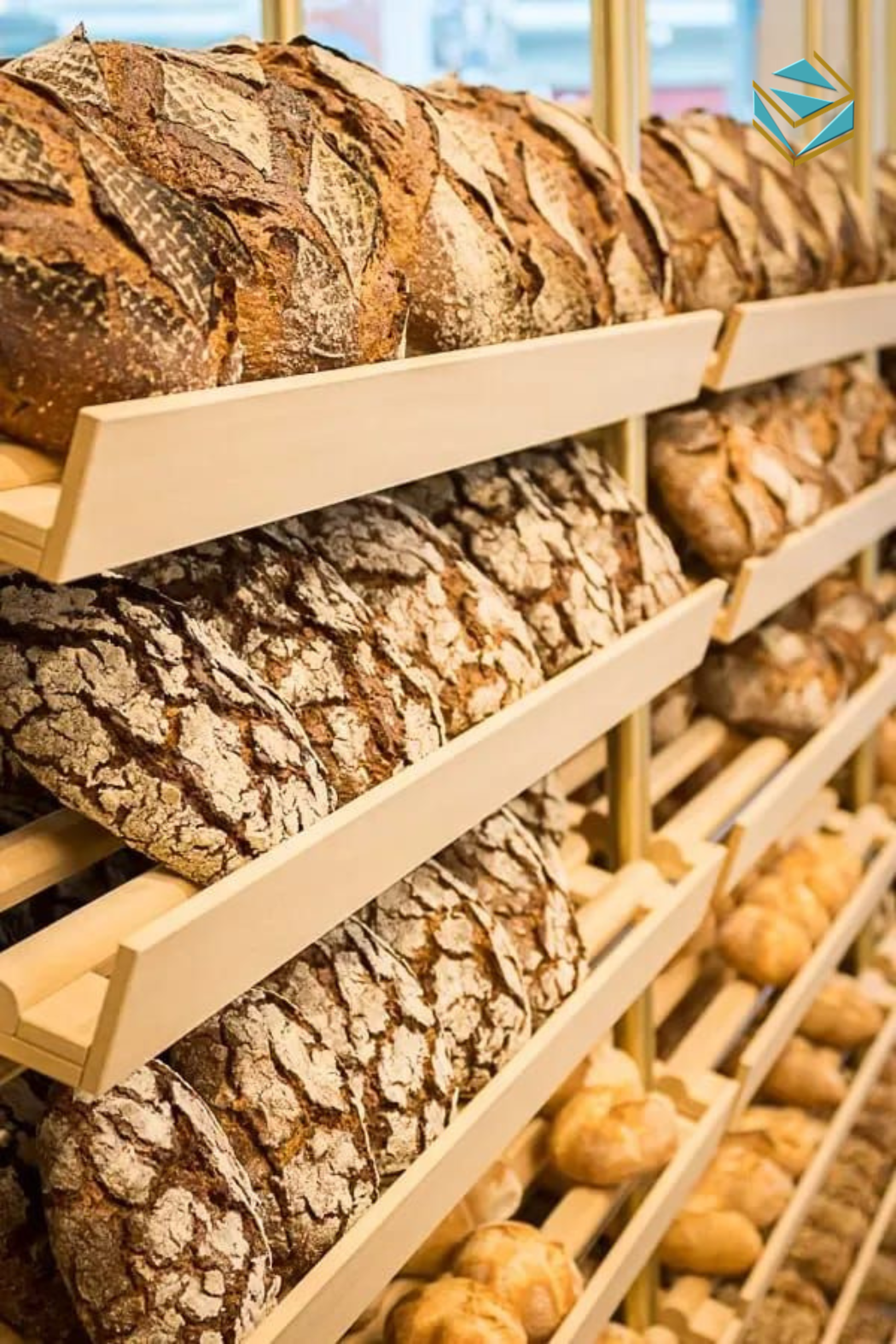 Phủ melamine chống trầy, giúp kệ sử dụng lâu dài trong môi trường tiệm bánh.