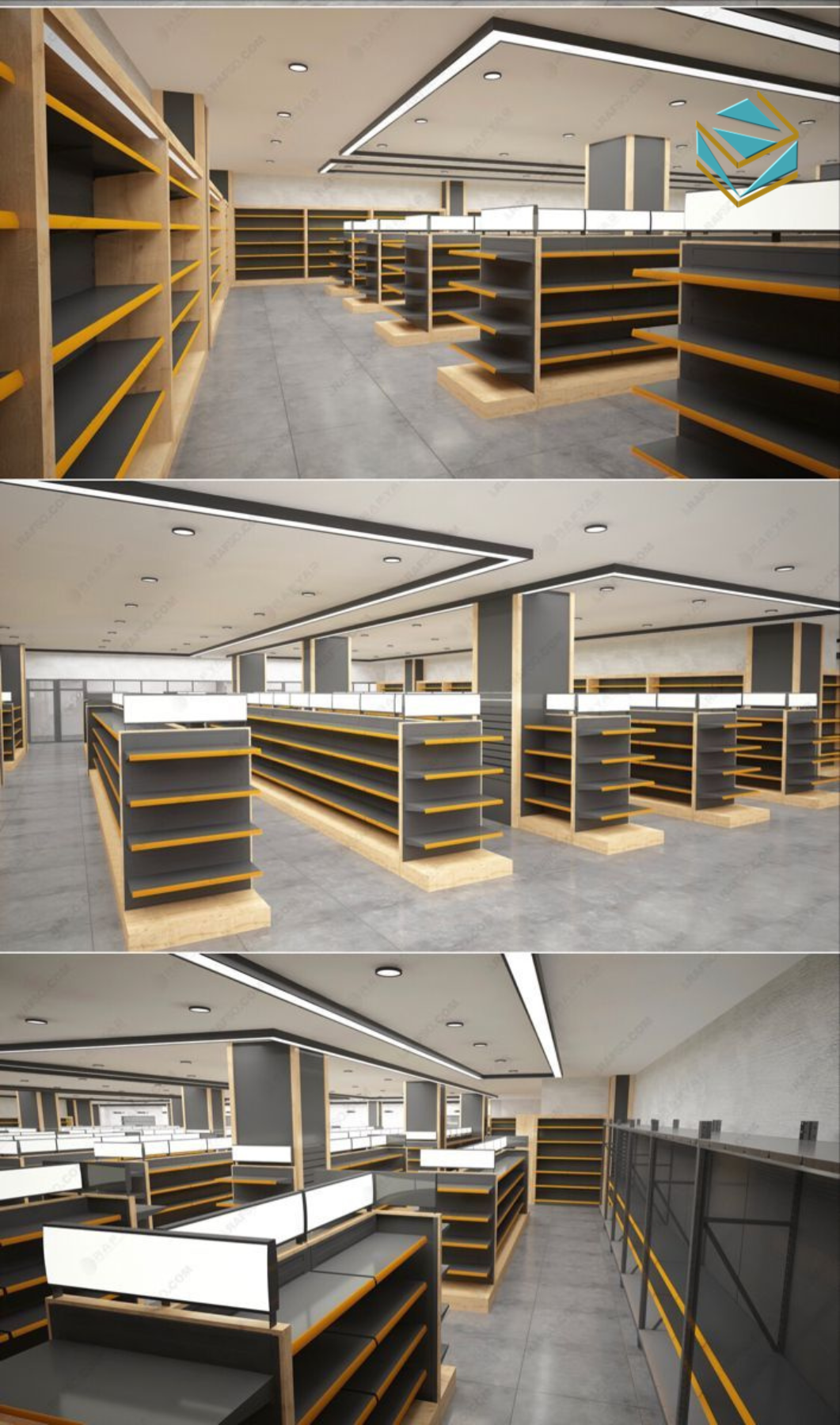 Kệ chịu tải tốt, màu sắc đồng bộ giúp sắp xếp hàng hóa gọn gàng và tăng tính thẩm mỹ cho siêu thị mini.