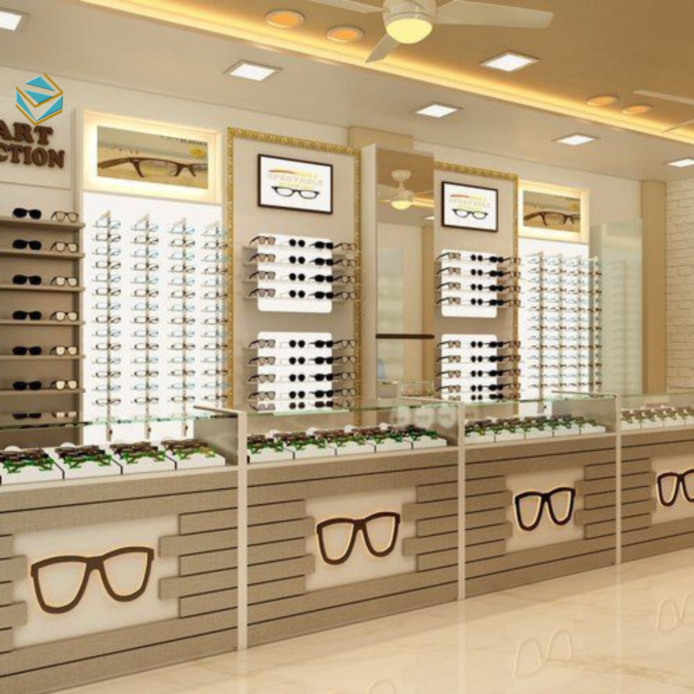 Bố trí kệ tủ hợp lý trong showroom mặt kính giúp khách hàng dễ quan sát, dễ trải nghiệm và nâng cao tỷ lệ mua hàng thực tế.