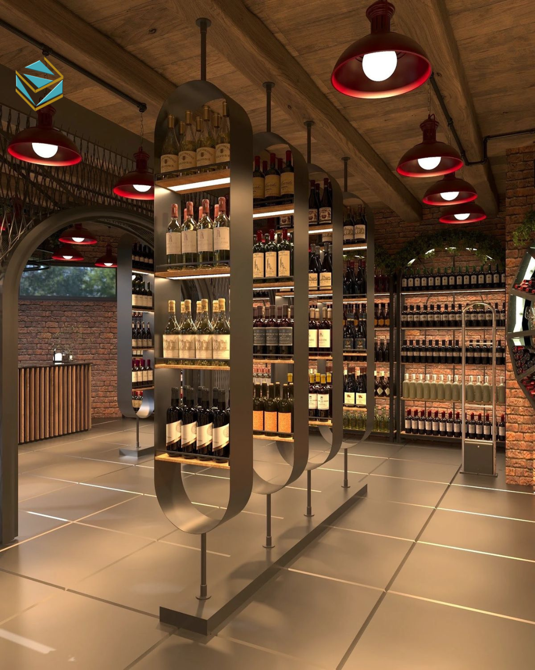 Thi công nội thất cửa hàng rượu theo phong cách châu Âu tạo cảm giác boutique, nâng cao giá trị thương hiệu.