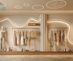 Mặt tiền trong thi công shop quần áo được thiết kế rõ ràng giúp tăng khả năng nhận diện và thu hút khách vãng lai.