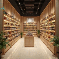 Giải pháp thi công nội thất cửa hàng rượu hiện đại giúp không gian sang trọng, trưng bày khoa học và dễ chốt đơn.