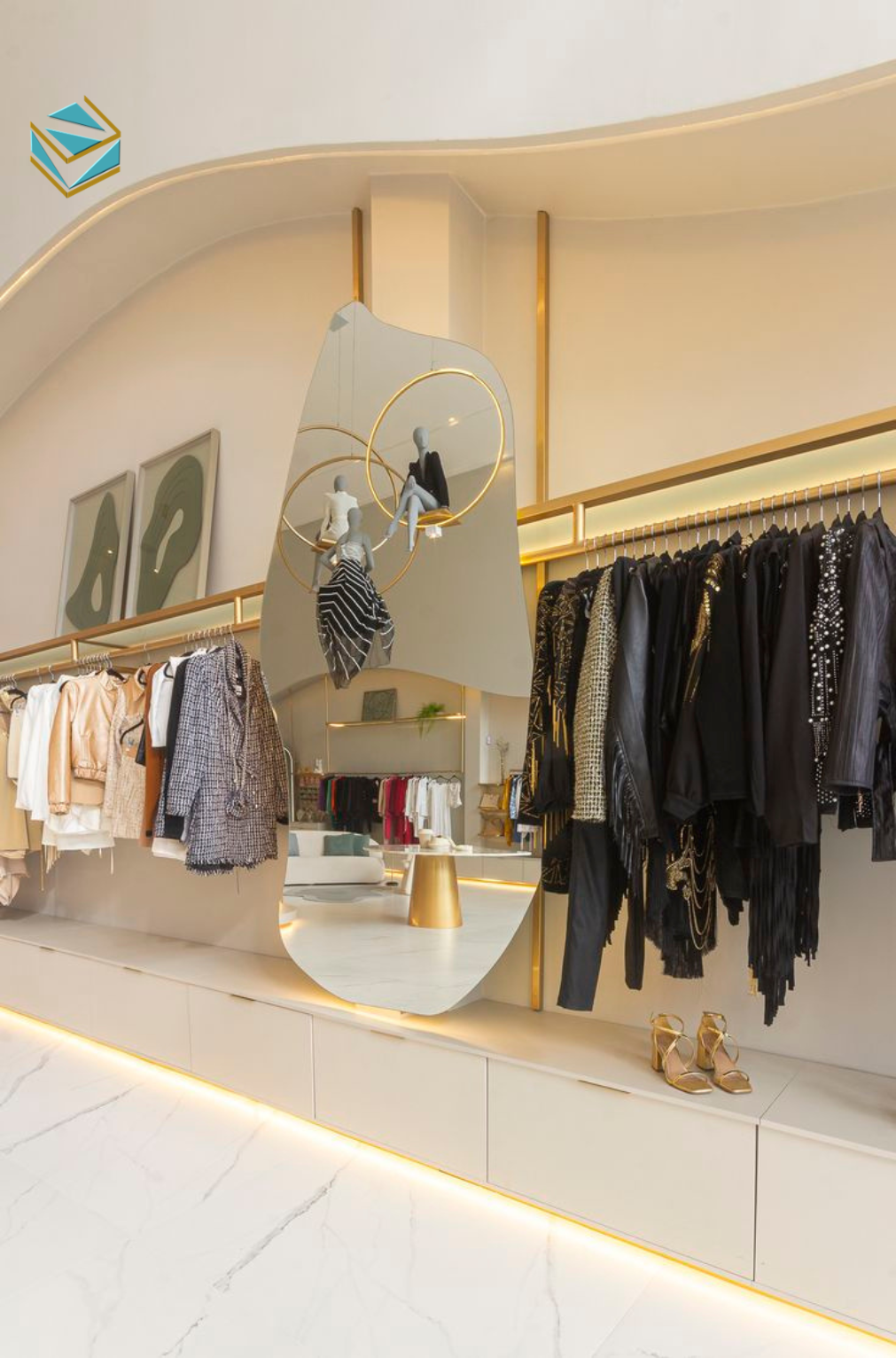 Dịch vụ thi công shop quần áo trọn gói giúp đồng bộ thiết kế, tiết kiệm thời gian và kiểm soát chi phí hiệu quả.