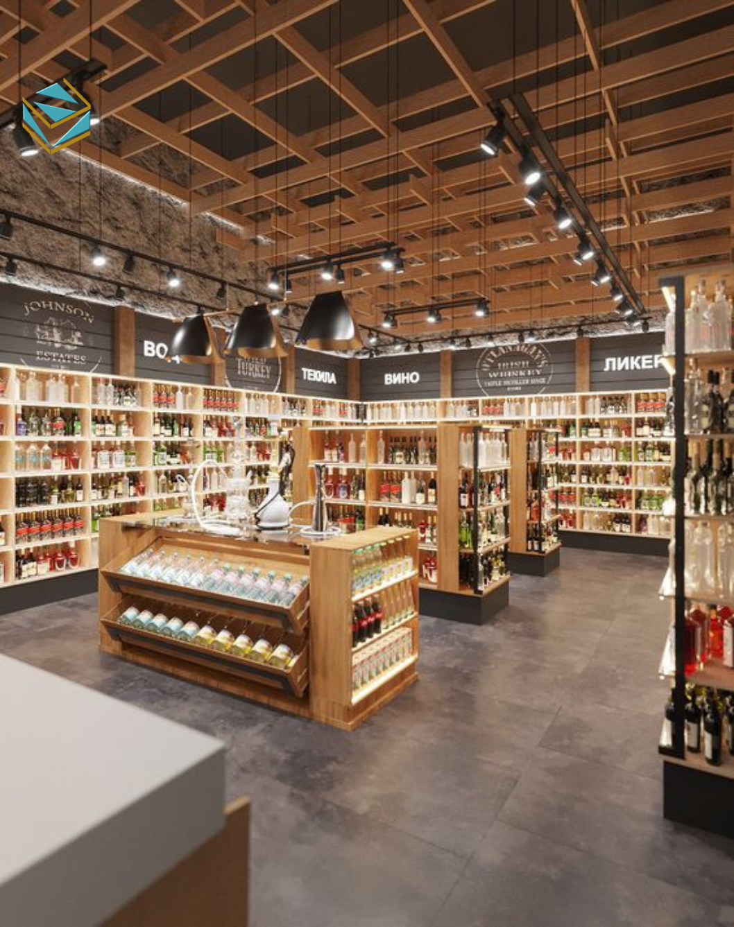 Dịch vụ thi công nội thất cửa hàng rượu trọn gói giúp tiết kiệm chi phí và đảm bảo đồng bộ không gian.