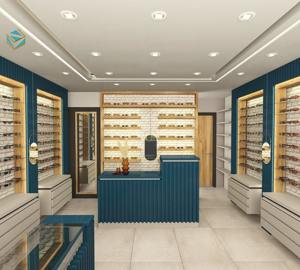 Phong cách tối giản giúp showroom mặt kính gọn gàng, tập trung vào sản phẩm và mang lại trải nghiệm mua sắm dễ chịu cho khách hàng.