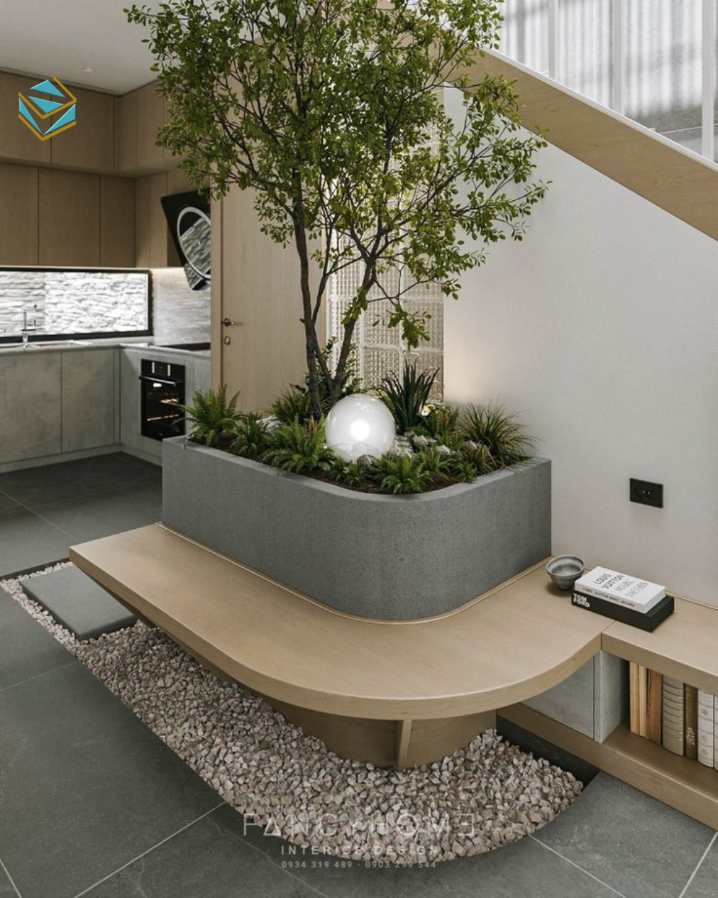 Phòng khách nhà phố được bố trí hợp lý theo thói quen sử dụng. Không gian tiếp khách thoải mái và dễ di chuyển.