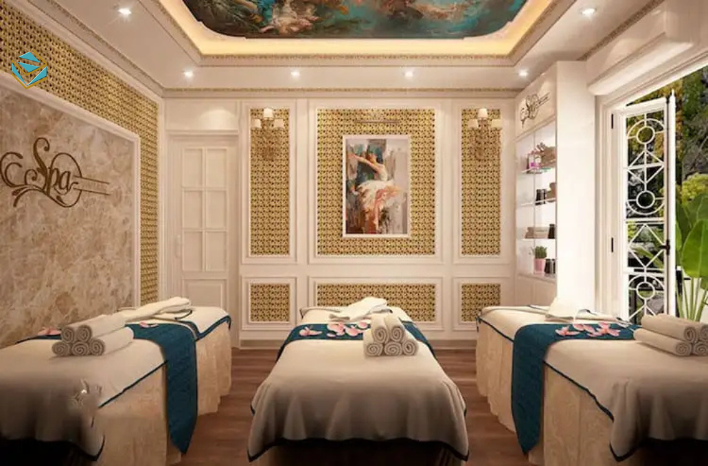 Không gian spa massage được bố trí khoa học, đảm bảo cách âm và luồng di chuyển hợp lý, giúp nâng cao trải nghiệm trị liệu cho khách hàng.