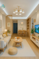 Không gian nội thất phòng khách được cải tạo đồng bộ, tối ưu ánh sáng và bố trí khoa học, giúp ngôi nhà trở nên tươi mới và sang trọng dịp cuối năm.