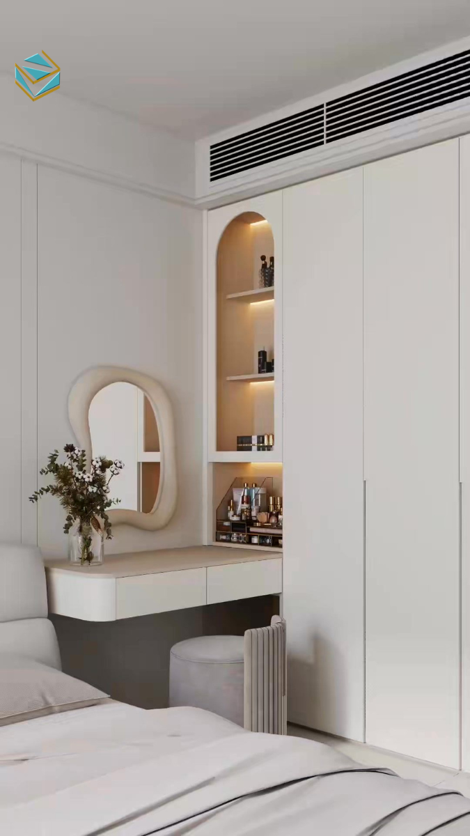 Thiết kế tủ quần áo phong cách Japandi tối giản, kết hợp gỗ sáng màu và bố cục tinh gọn. Xu hướng nổi bật trong các mẫu tủ quần áo hiện đại.