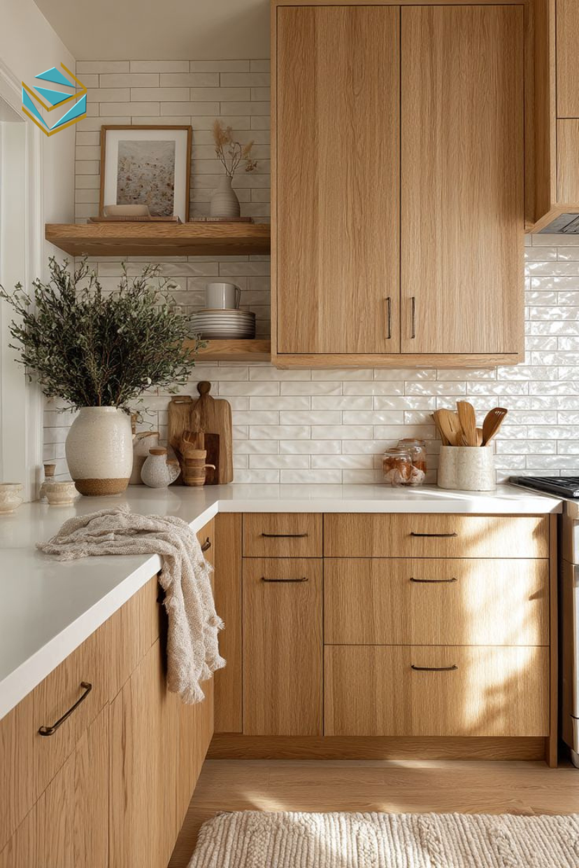 Mẫu tủ bếp gỗ công nghiệp chữ I phù hợp bếp hẹp, căn hộ mini và gia đình cần tối ưu không gian.