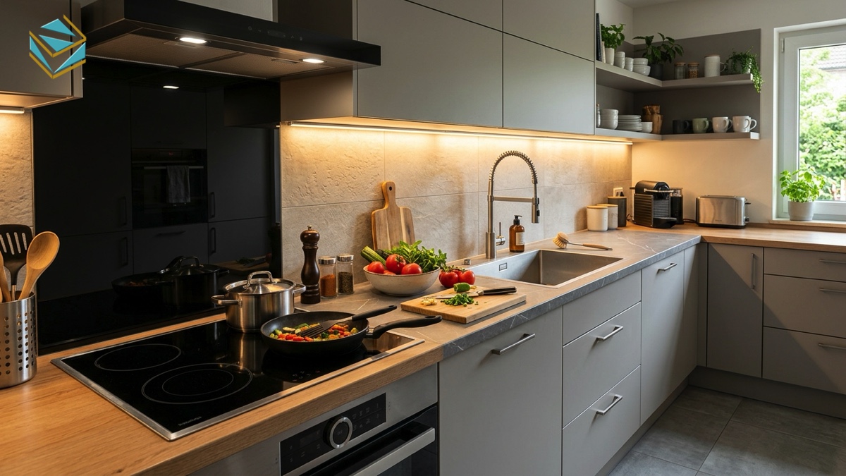sơ đồ tam giác làm việc phong thủy phòng bếp bồn rửa bếp nấu nam việt