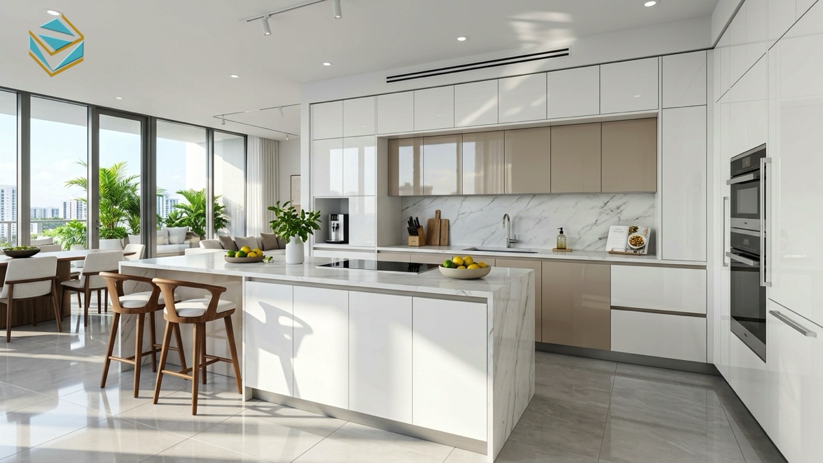 tủ bếp nhựa picomat chống nước phủ acrylic an cường nội thất nam việt