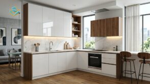 tủ bếp acrylic an cường bóng gương căn hộ chung cư tphcm nội thất nam việt