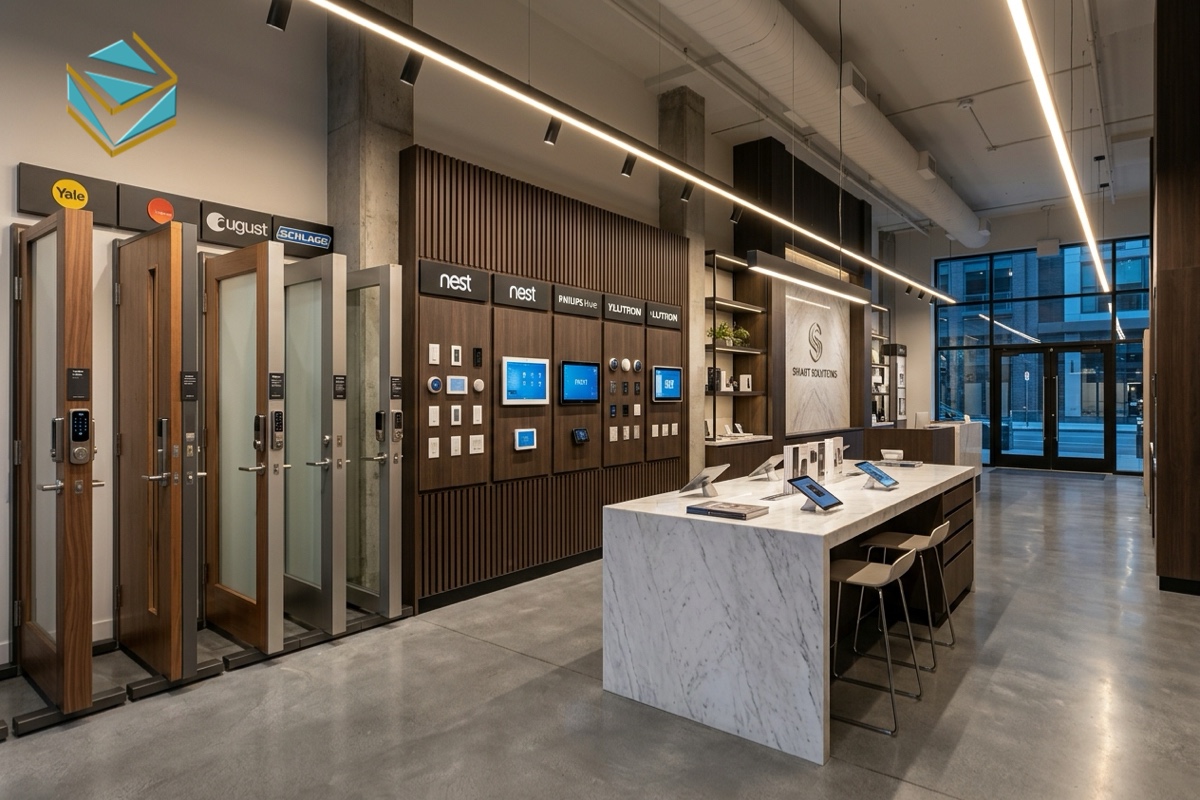 Thiết kế thi công showroom khóa cửa điện tử và thiết bị nhà thông minh
