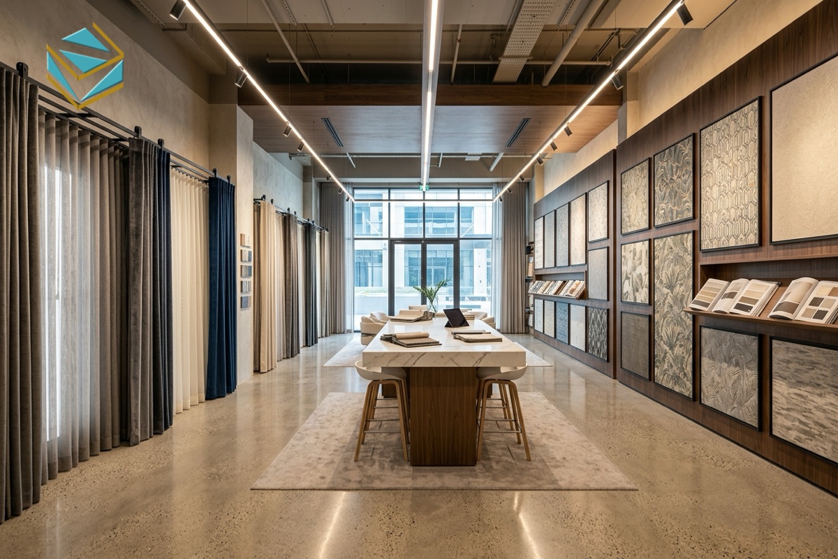Thiết kế thi công showroom rèm cửa và giấy dán tường cao cấp