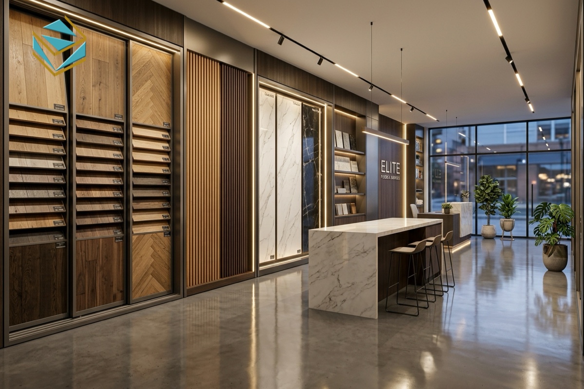 Thiết kế thi công showroom sàn gỗ và vật liệu hoàn thiện cao cấp