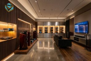 thiết kế thi công showroom thiết bị âm thanh cao cấp trọn gói giá xưởng