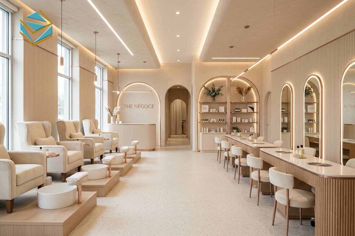 Thiết kế thi công tiệm nail hiện đại sang trọng giá xưởng Hóc Môn