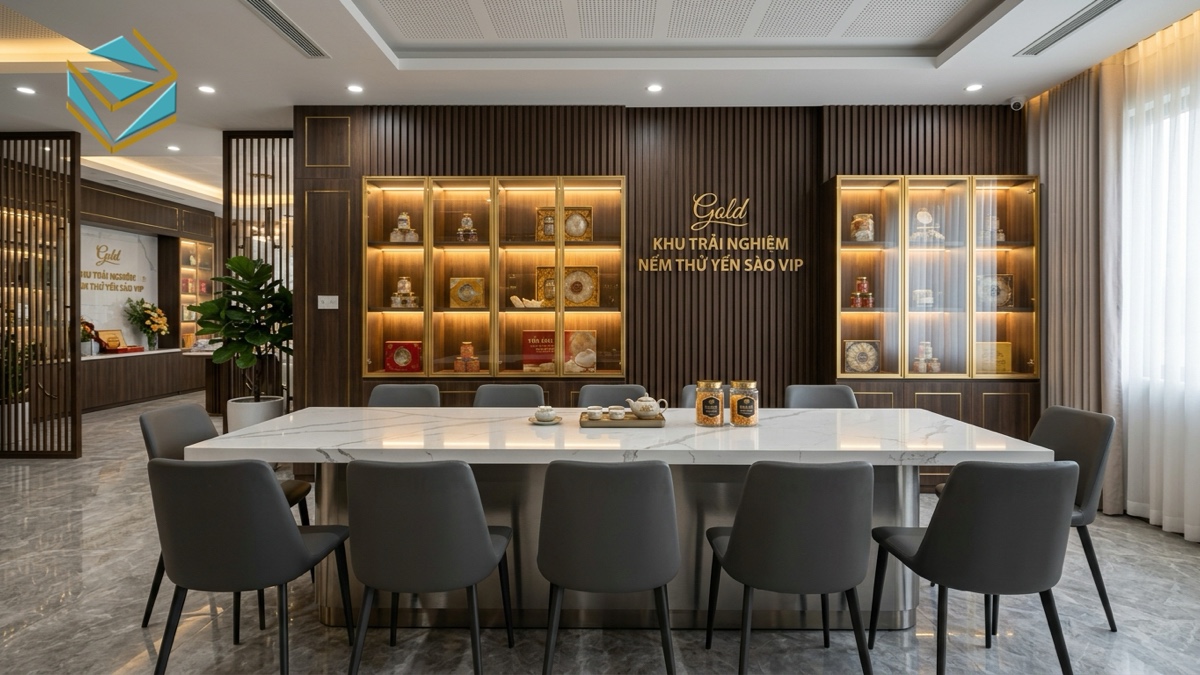 khu trải nghiệm nếm thử yến sào vip và bàn trà đạo cao cấp